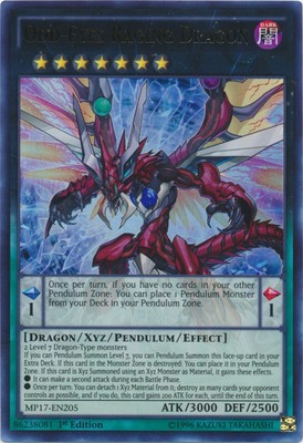 Moderate Play x 1 Odd-Eyes Raging Dragon - MP17-EN205 - Ultra Rare - 1st Edition-image