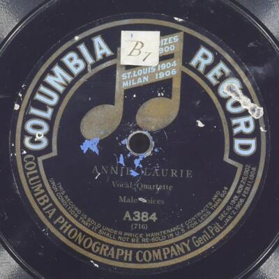 VOCAL QUARTETTE Annie Laurie COLUMBIA A384 VG- 78 10