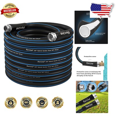 100 ft Flexible Hybrid Polymer Hose - Leak-Free, Durable with Protective Sleeve-image