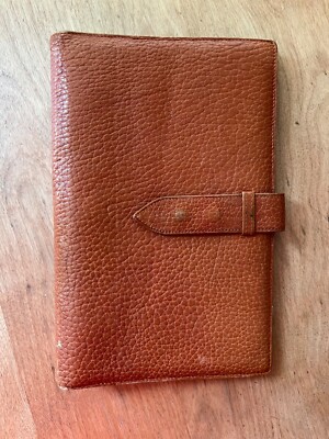 VTG Polo Ralph Lauren 80s Whiskey Brown Leather Agenda Organizer Planner Binder-image