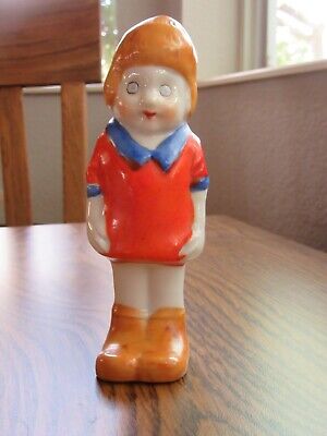 Little Orphan Annie Figural Glazed Bisque Toothbrush Holder 1930s-image