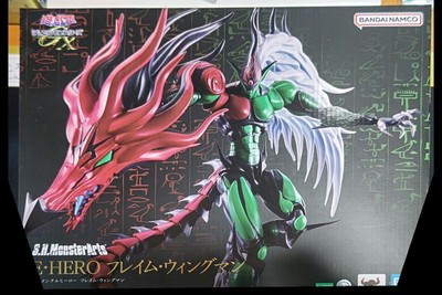 S.H. MonsterArts E-Hero Flaming Wingman Yu-Gi-Oh Figure Used Not in Case-image