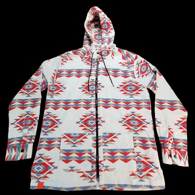 NWT PRNTD Polymer Native American Design Print Coat Jacket Full Zip Mens Size XL-image