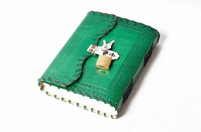 Leather Journal Personal Diary with Lock & Key Writing Notebook Unique Handmade-image