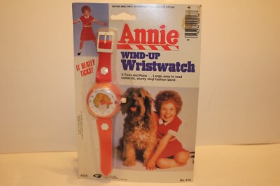 VINTAGE 1982 ANNIE WIND-UP WRIST WATCH LITTLE ORPHAN ANNIE NOS-image