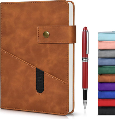 Brown A5 Lined Leather Journal Notebook for Men Women,5.9