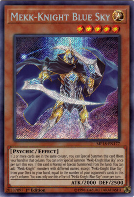 Yugioh! LP Mekk-Knight Blue Sky - MP18-EN177 - Secret Rare - 1st Edition Lightly-image