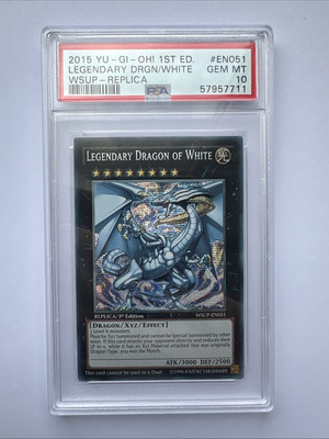 Yugioh PSA 10 GEM MINT Legendary Dragon Of White WSUP-EN051 1st Prismatic Secret-image