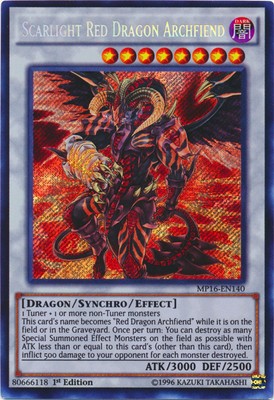 Yugioh! LP Scarlight Red Dragon Archfiend - MP16-EN140 - Secret Rare - 1st Editi-image