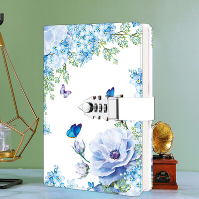 PU Leather Journal A5 Notebook Lined Paper Writing Diary 224 Pages With Lock-image
