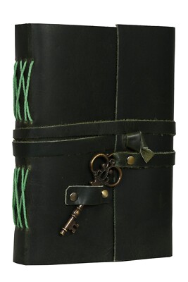 Leather Journal Notebook Diary Unruled Pages Stylish Look With Key Closure-image