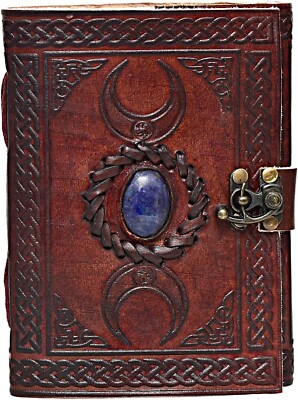 Handmade Vintage 3 Moon Blue Lapiz Embossed Vintage Leather Journal of Antique9-image