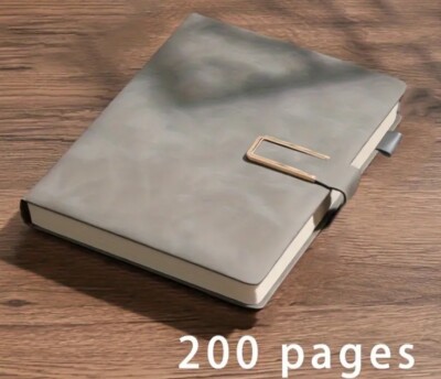 Leather bound Notebook Soft Cover, Ribbon Placeholder Grey 200 Lined Pages-image