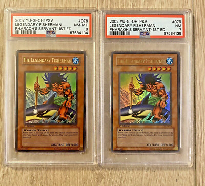 Yugioh 1st Edition PSA 7/8 Graded Lot 2x Legendary Fisherman PSV-076 NEAR MINT-image