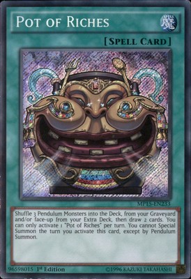 1st ed Pot of Riches secret rare MP15-EN233 Yugioh-image