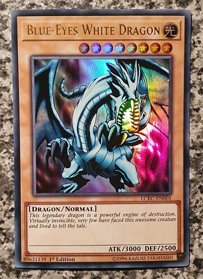 Yugioh Misprint LCKC-EN001 Blue-Eyes White Dragon 1st Edition Ultra Rare MINT-image