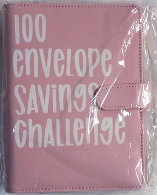100 Envelope Challenge Budget Planner, $5,050 Money Saving Cash Challenge, Pink-image