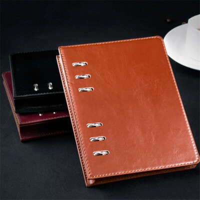 PU Leather 160 Page Journal Office Refillable Notebook Lined Paper Diary Planner-image