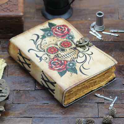 Skull Printed leather journal and The first Color photo personalized journal-image