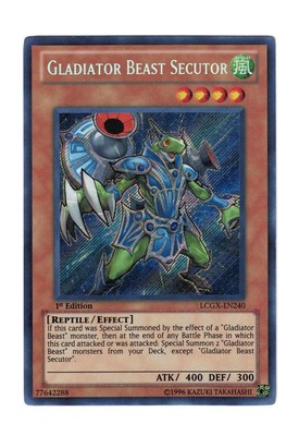 Yugioh- 1X Gladiator Beast Secutor - Secret Rare - 1st Edition - LCGX-EN240 - LP-image