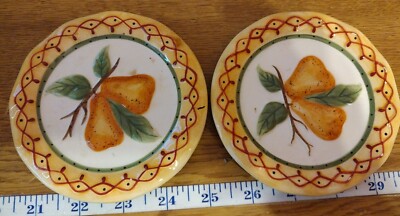 2 x MWW Market Mini Plate FRUIT TART Pear Rare Home Decor Annie Danielson 4.5”-image