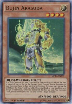 Yugioh! LP Bujin Arasuda - MP14-EN207 - Ultra Rare - 1st Edition Lightly Played,-image