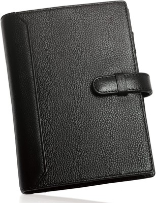BLUE SINCERE System Notebook Bible Size Genuine Leather 6 Holes Ring Notebook Co-image