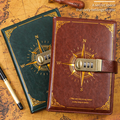 Lock PU Leather Vintage Journal A5 Notebook Lined Paper Writing Diary 256 Pages-image