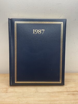 1987 Leather Bound Calendar Appointments Planner Event Book Agenda-image