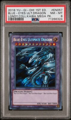 Yugioh PSA 8 NM-MT Blue-Eyes Ultimate Dragon LCKC-EN057 Secret Rare 1st Ed 2018-image