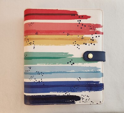Rainbow Stripes Carpe Diem A5 Rings Planner Cover, Intact Hardware + Inserts-image