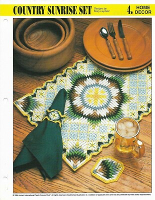 NEW COUNTRY SUNRISE SET PLACE MAT ANNIE'S PLASTIC CANVAS PATTERN INSTRUCTIONS-image