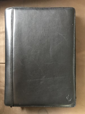 Franklin Covey Thick Black Leather Ring Bound Zipper Planner Organizer Binder -image