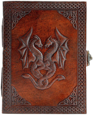 Handmade Leather Double Dragon Journal | Writing Notebook Diary | Bound Daily No-image