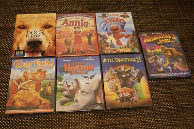 Lot 7 New Family DVD's A Dog's Purpose, Annie, Garfield, Hotel Transylvania 2-image