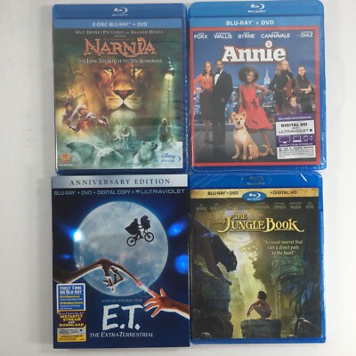 4 Children;s movies: The Chronicles of Narnia, Annie, E.T.  Blu-ray + DVD NEW-image