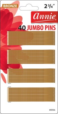Annie Coated Tips Jumbo Bronze Bobby Pins Size 2 3/4