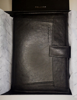 Piquadro Leather Agenda Planner Organizer Cover Black color Large size Italy-image