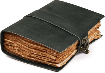 LEATHER VILLAGE Leather Bound Vintage Journal for 10 inches X 7 inches, Black -image