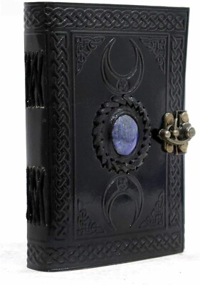 Handmade 3 Moon Black Lapiz Leather Journal 7 X 5 Notebook Writing Diary Unlined-image