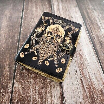 Skull Printed Leather Journal, Notebook, Dairy, Dream Journal, Halloween Gift.-image