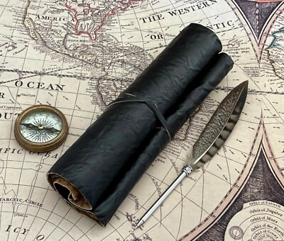 Vintage Leather Travel Journal with Burnt Paper 9x6 Travel Diary Notebook-image
