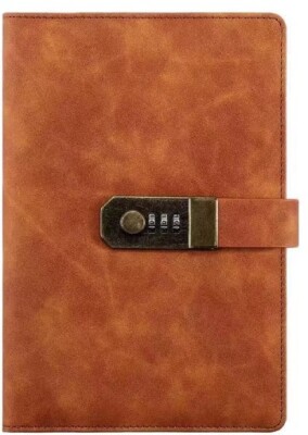 270 Pages A5 PU Leather Vintage Journal Lock Notebook Lined Paper Diary Planner-image