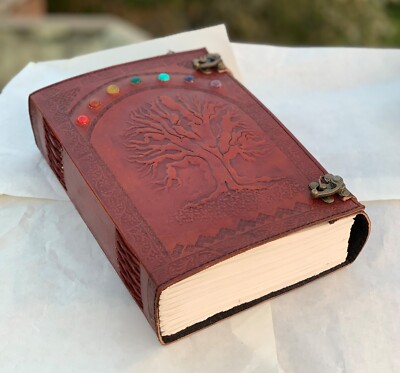 Extra Large 600 Page Tree of Life with Stone Leather Journal Unlined Notebook-image