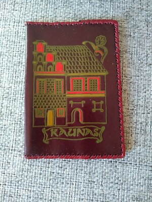Vintage Handmade Lithuanian Leather Book/Notebook/Passport Cover-image