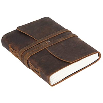 Handmade Leather Journal/Writing Notebook Diary/Bound Daily 8 x 6 Brown Tan-image