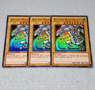 Yugioh Blue Eyes White Dragon LC01 Limited Edition Ultra Rare 3 Card Playset NM-image