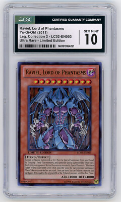 YuGiOh CGC 10 GEM MINT Raviel, Lord of Phantasms Ultra Rare LC02-EN003 LIMITED-image