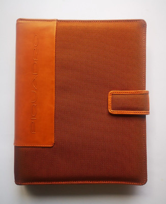 Piquadro Leather Agenda Planner Organizer Cover Orange / Green color Large Italy-image