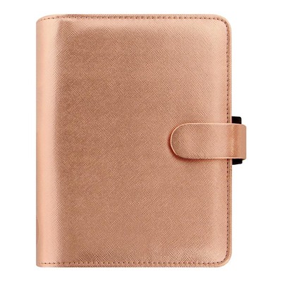 Filofax Saffiano Metallic Organizer, Pocket Size, Rose Gold - Cross-Grain, Le...-image